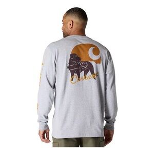 Carhartt Men's Light Gray Long Sleeve Tee with Graphic